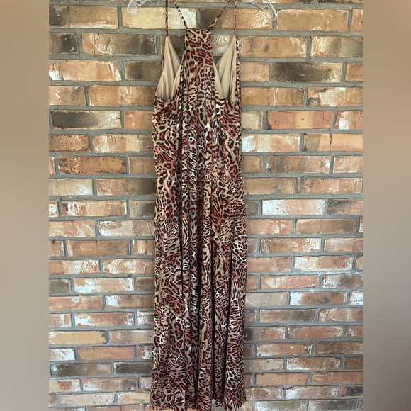 Nicole Miller Women’s Satin Spaghetti Strap Animal Print Maxi Size Medium - Picture 2 of 7